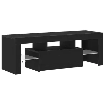 vidaXL TV omarica z LED lučmi, črni les, 120x35x40 cm