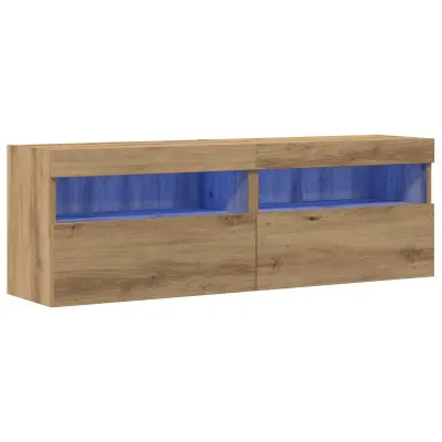 vidaXL TV stenske omare z LED lučmi 2 kosa Artisan hrast 60x30x40 cm