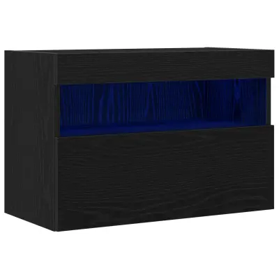 vidaXL TV omara s LED lučmi Črna hrast 60x30x40 cm