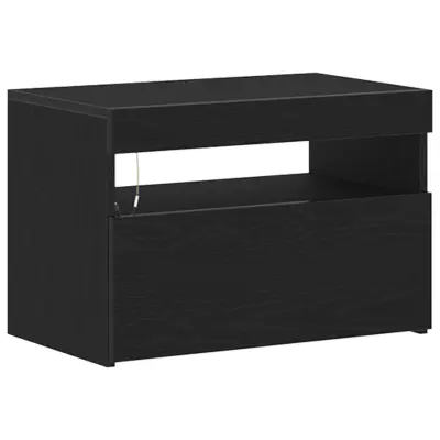 vidaXL TV omara z LED lučmi, črna oreh, 60x35x40 cm, inženirski les