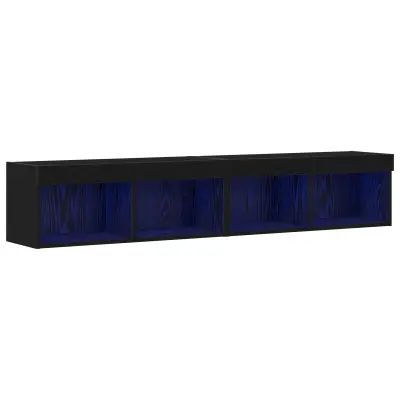 vidaXL TV omare z LED lučmi 2 kosa Črni hrast 80x30x30 cm