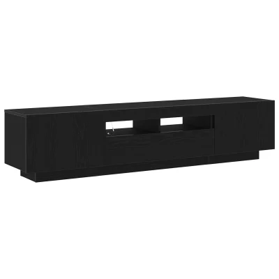 vidaXL TV omarica z LED lučmi, črna hrast, 180x35x40 cm, inženirski les