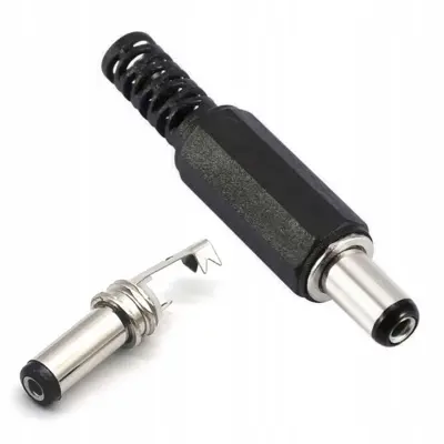 Rosfix DC Priključek 5,5/2,1 mm – Ženski, Za Spajkanje na Kabel | Kovinski, Dolžina 9 mm, 1,56 g