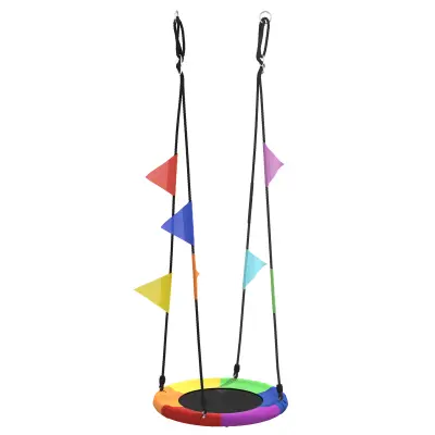 vidaXL Gugalnica z zastavicami, večbarvna, Ø 60 cm, do 100 kg, Oxford tkanina