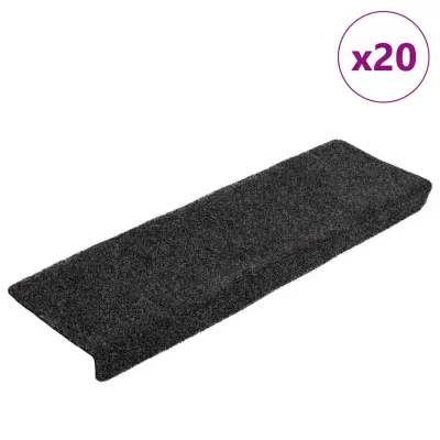 vidaXL Samolepilne podloge za stopnice 20 kosov črna 65x21x4 cm