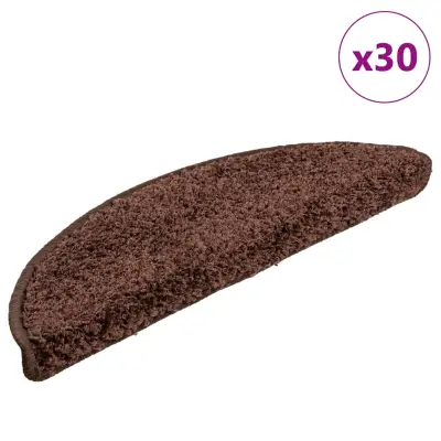 vidaXL Podloge za stopnice 30 kosov rjave barve 56x17x3 cm