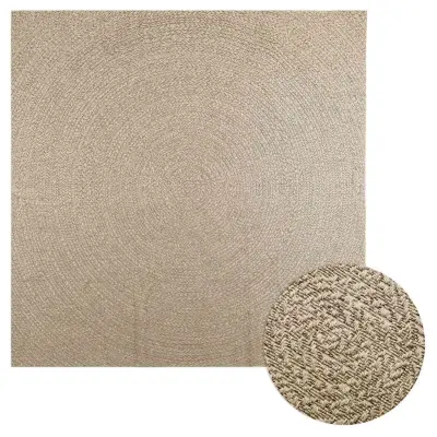 vidaXL Rug "ZIZUR" Bež 240x240 cm Juta videz Notranje in zunanje