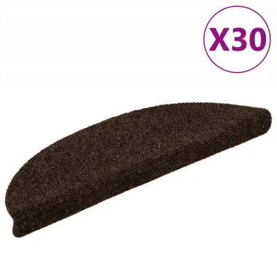 vidaXL Preproge za stopnice samolepilne 30 kosov rjave 56x17x3 cm