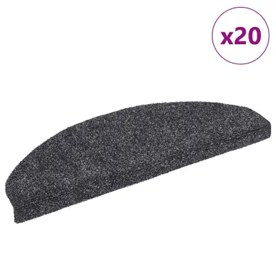 vidaXL Samolepilne preproge za stopnice 20 kosov temno siva 65x21x4cm
