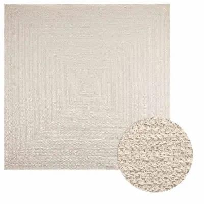 vidaXL Rug "ZIZUR" Cream 240x240 cm Juta videz Notranje in zunanje