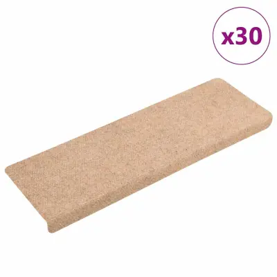 vidaXL Samolepilne podloge za stopnice 30 kosov krem 65x21x4 cm