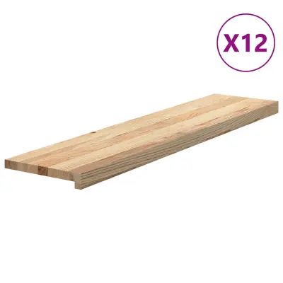 vidaXL Podloge za stopnice 12 kosov 110x30x2 cm trdna hrastovina