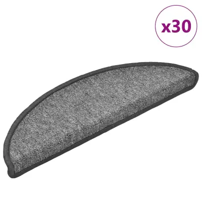 vidaXL Podloge za stopnice 30 kosov Temno siva 56x17x3 cm