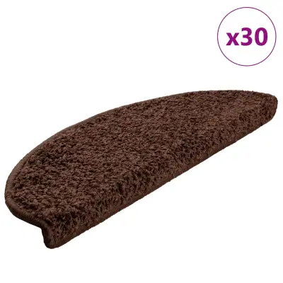 vidaXL Podloge za stopnice 30 kosov rjave barve 65x21x4 cm
