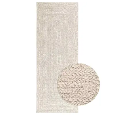 vidaXL Rug "ZIZUR" Cream 80x200 cm Juta videz Notranje in zunanje
