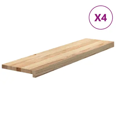 vidaXL Podloge za stopnice 4 kosi 100x30x2 cm trdna hrastovina