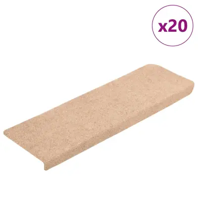 vidaXL Samolepilne podloge za stopnice 20 kosov krem 65x21x4 cm