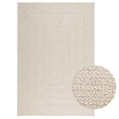 vidaXL Rug "ZIZUR" Cream 140x200 cm Juta videz Notranje in zunanje