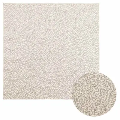 vidaXL Rug "ZIZUR" Cream 120x120 cm Juta videz Notranje in zunanje