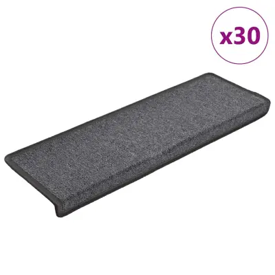 vidaXL Podloge za stopnice 30 kosov 65x21x4 cm Temno siva