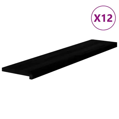 vidaXL Podloge za stopnice 12 kosov rjave 120x25x2 cm trdna hrastovina