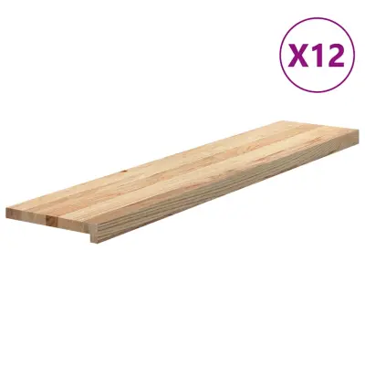 vidaXL Podloge za stopnice 12 kosov 120x25x2 cm trdna hrastovina