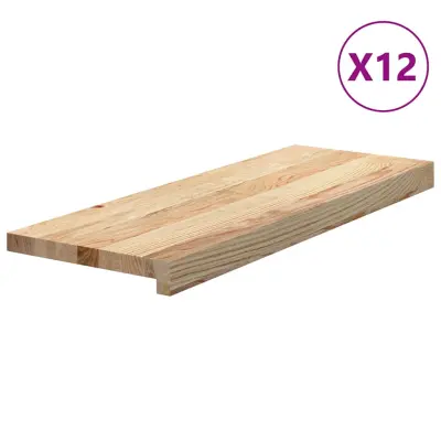 vidaXL Podloge za stopnice 12 kosov 70x25x2 cm trdna hrastovina