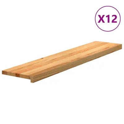 vidaXL Podloge za stopnice 12 kosov rjave 120x25x2 cm trdna hrastovina