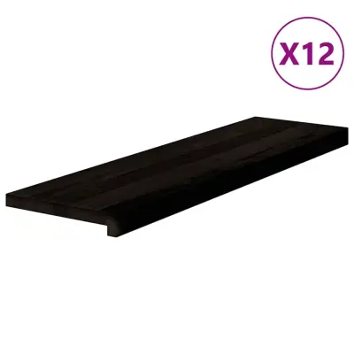 vidaXL Podloge za stopnice 12 kosov rjave 90x30x2 cm trdna hrastovina