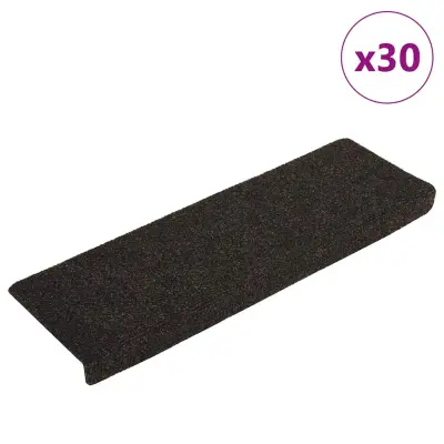 vidaXL Samolepilne preproge za stopnice 30 kosov temno siva 65x21x4cm