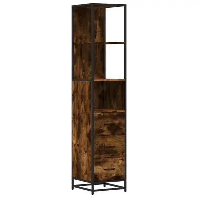 vidaXL Kopalniška omarica dimljen hrast 35x37,5x166 cm inženirski les