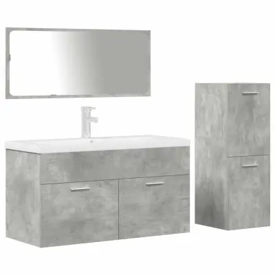 vidaXL Kopalniško pohištvo 4 kosa betonsko sive barve konstruiran les