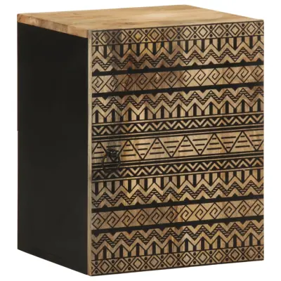 vidaXL Kopalniška viseča omarica črna 38x33,5x48 cm masivni les Mango