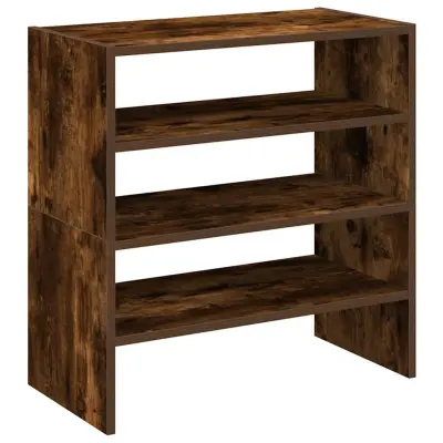vidaXL Regal za čevlje 2 kosa zložljiva dimljeni hrast 60x30x30,5 cm