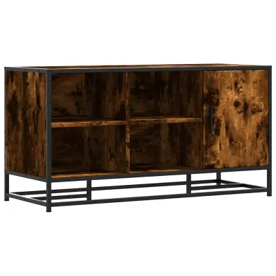 vidaXL Klop za čevlje dimljen hrast 100x40x53,5 cm inž. les in kovina