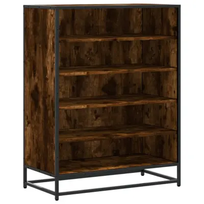 vidaXL Omarica za čevlje dimljen hrast 75x38x97,5cm inž. les in kovina