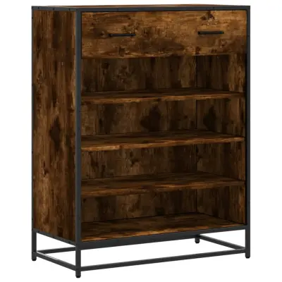 vidaXL Omarica za čevlje dimljen hrast 75x38x97,5cm inž. les in kovina