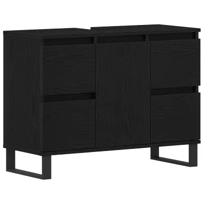 vidaXL Omara za umivalnik Črna hrast 80x33x60 cm Inženirski les