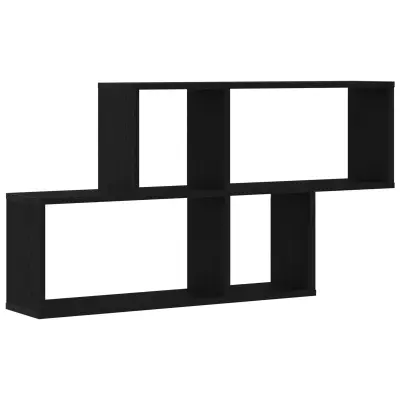 vidaXL Črn hrastov zidni kabinet 76x15x53 cm izdelan iz inženirskega lesa