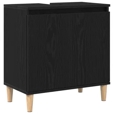 vidaXL Umivalnik Črna Oreh 58x33x60 cm Inženirski les