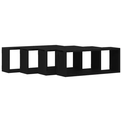 vidaXL Komplet polic set 4 - Črni hrast - 60x15x23 cm - Narejeno iz inženirskega lesa