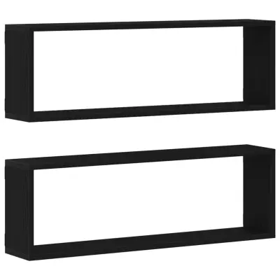 vidaXL Stene Police - Set 2, Črni Oreh, 80x15x26 cm, Izdelano iz Inženirskega Lesa