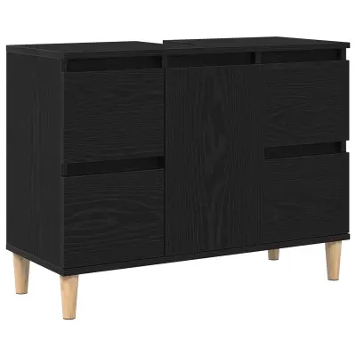 vidaXL Omara za umivalnik Črna hrasta 80x33x60 cm Inženirski les