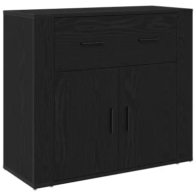 vidaXL Stranski kabinet Črna Oreh 80x33x70 cm Inženirski les