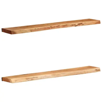 vidaXL Stenske police 2 kosa 100x20x3,5 cm masivni les akacija