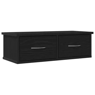 vidaXL Stenska polica za predale Črna hrast 60x26x18,5cm Inženirski les