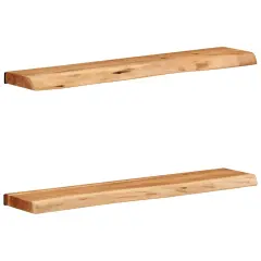 vidaXL Stenske police 2 kosa 80x20x3,5 cm masivni les akacija