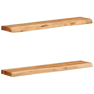 vidaXL Stenske police 2 kosa 80x20x3,5 cm masivni les akacija