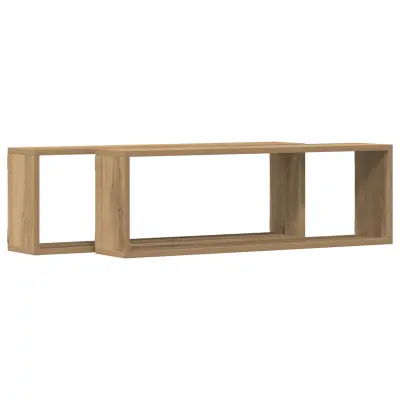 vidaXL ZIDNA POLICA 2 KOSA Iz artisanskega hrasta 80x15x26 cm Igrače les