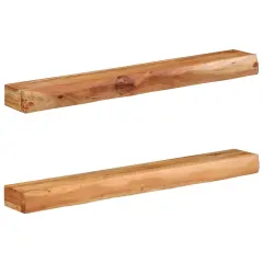 vidaXL Stenske police 2 kosa 100x17x8 cm masivni les akacija